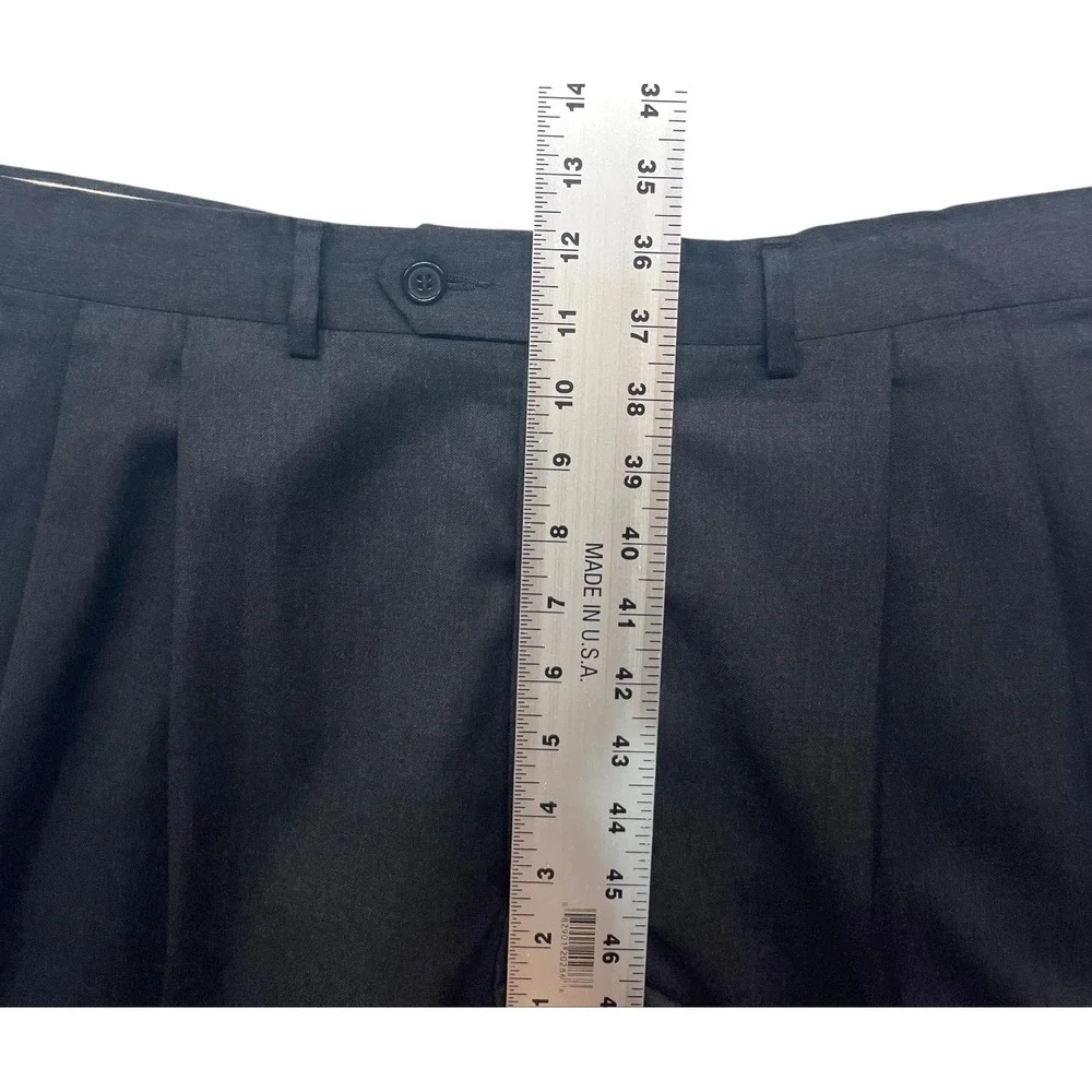 Pazoni 35x33 Charcoal Dress Suit Pants Trousers Pleated High Waisted Wool Italy